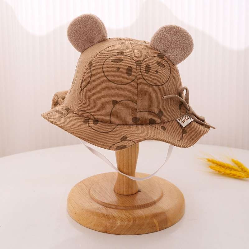 Baby pescador sombrero primavera y otoño estilo coreano lindo panda cuerda ajustable sombrero de sol bebé otoño invierno caliente marea sombrero de bañera