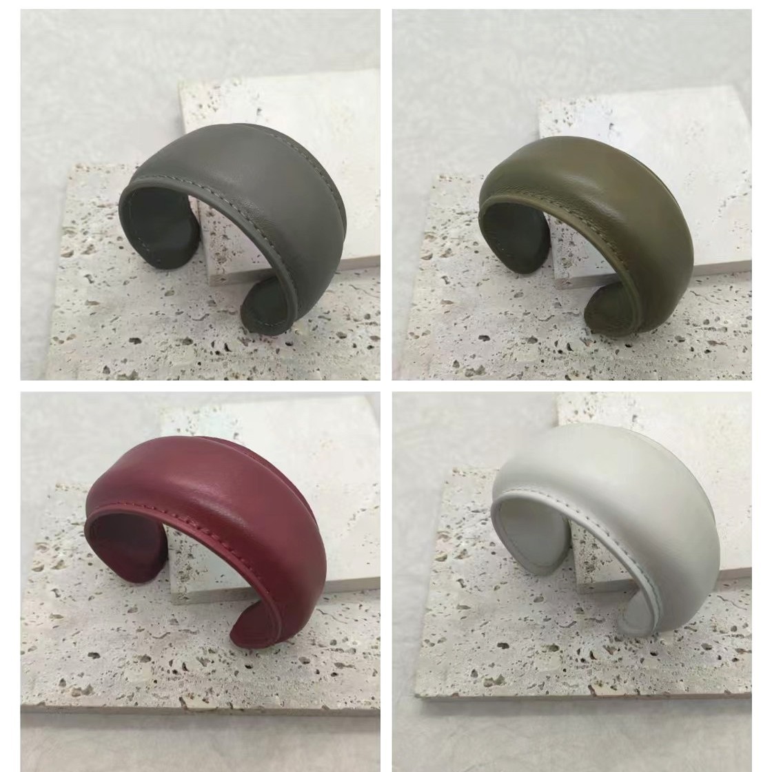 革の極めてシンプルなオープンブレスレット