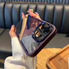 高級感のある透き通るような黒色のiPhone 16 Pro用スマホケース、シンプルなiPhone 15用フルカバー、メタルボタン、13用耐衝撃
