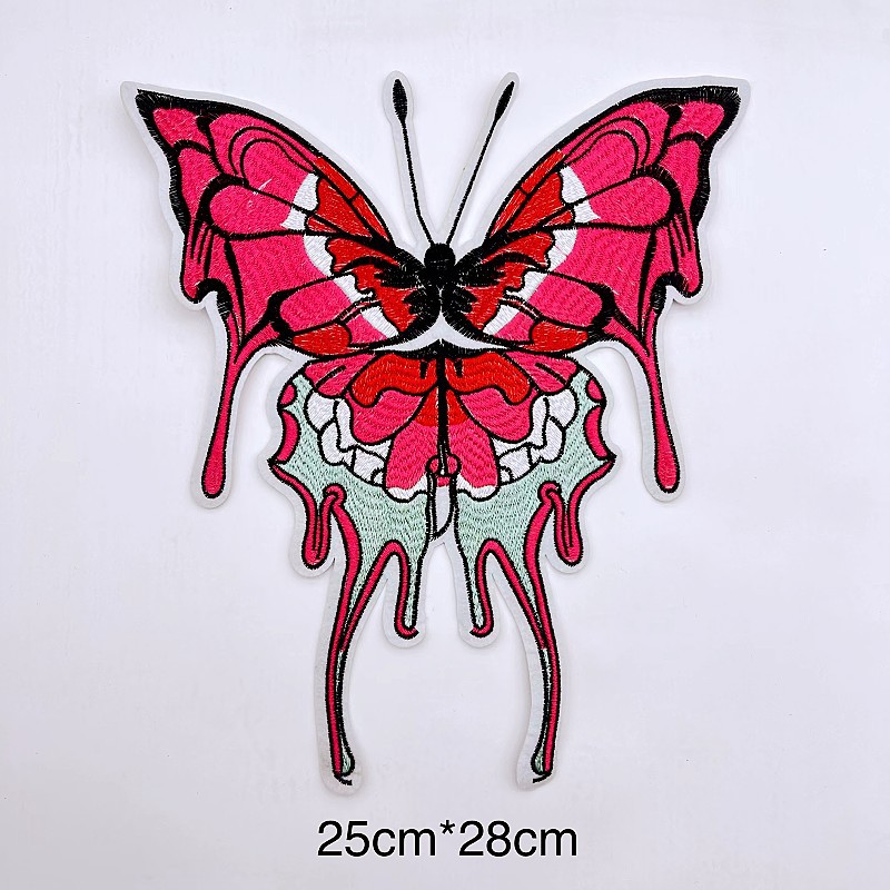 Colorido mariposa tela pegatinas de ropa de mujer ropa infantil bordado multicolor sello de bordado de computadora DIY pegatinas de tela al por mayor
