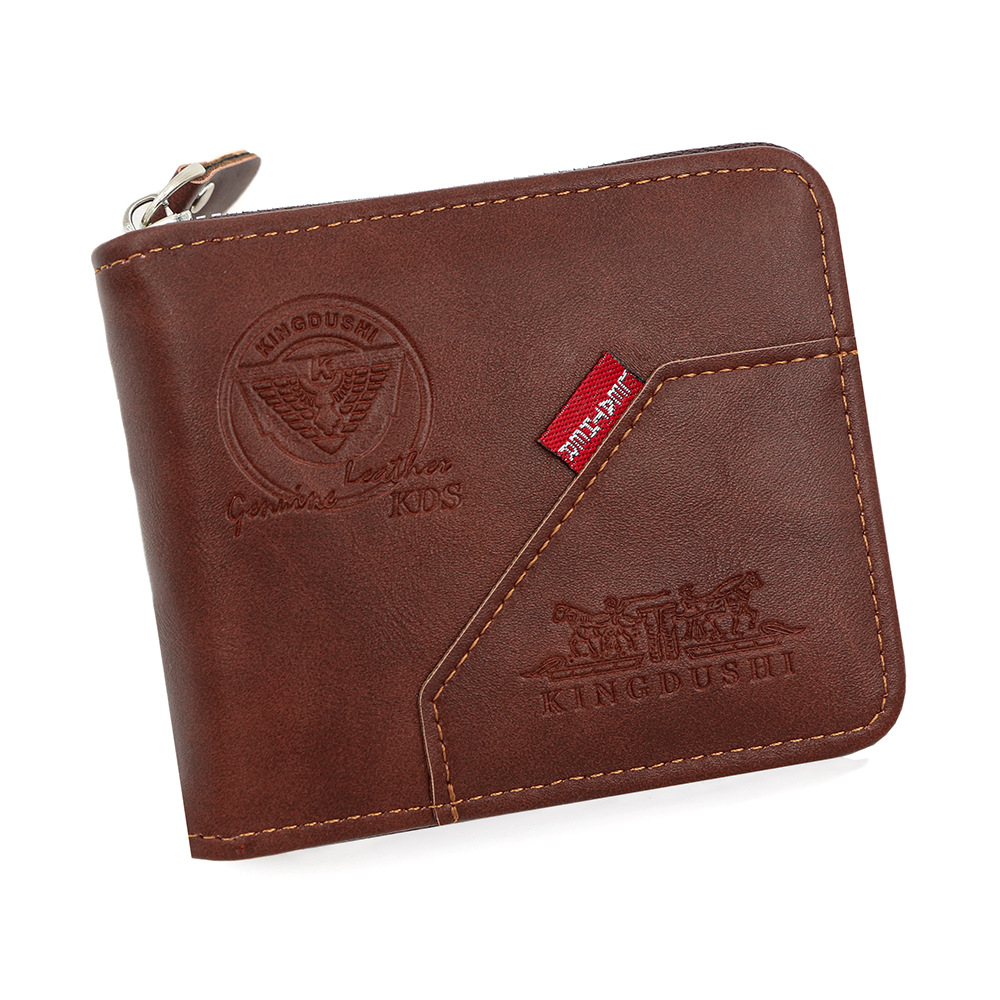 Cartera corta para hombre con estampado retro europeo y americano, monedero de perilla de gran capacidad, billetera de múltiples tarjetas al por mayor