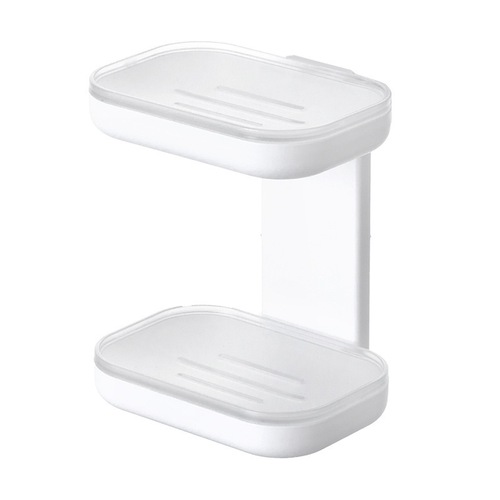 Wall-mounted draining soap box with drain tray, punch-free suction cup, double-layer draining toilet, bathroom soap storage rack