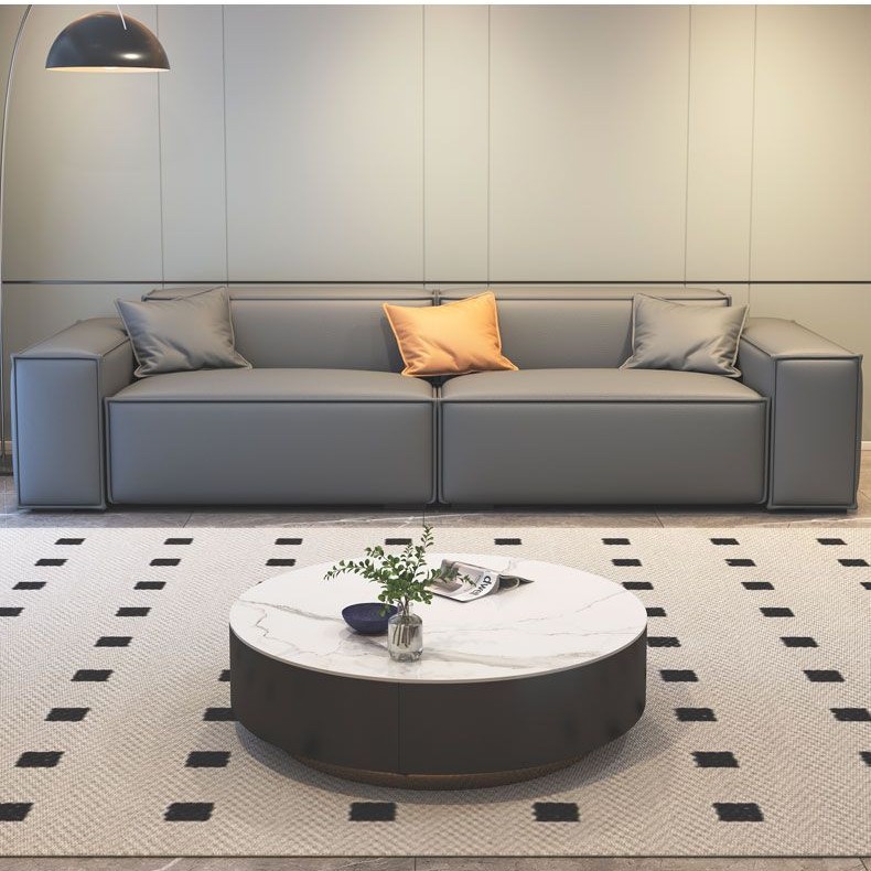 Italian Minimalist Tofu Block Sofa Living Room Modern Simple Cat Scratch Leather Straight Row Office Sofa for Large and Small Apartments