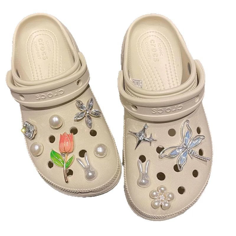 Аксессуары Crocs, набор цветов для обуви DIY, Xiaohongshu рекомендует стразовые яркие многоцветные сменные наборы цветов для обуви Crocs
