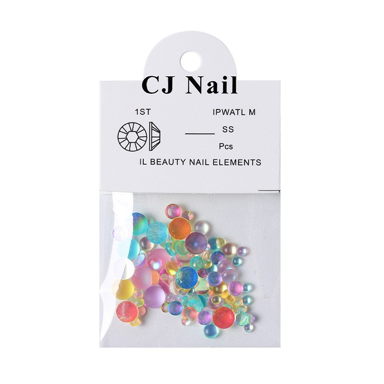 Nueva manicura helado semicírculo cuentas de pescado color mágico Aurora sueño cielo estrellado uñas joyería textura tamaño mezclado 30 unidades
