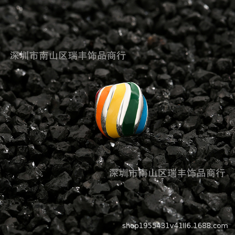 Dopamine Rainbow Old Beads Torque Enamel Craft Handmade DIY Pure Copper Straight Cut Bracelet String Wen Play 108 Accessories
