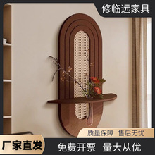 法式中古风砂岩立体装饰画免打孔墙上置物架客厅玄关走廊过道挂画