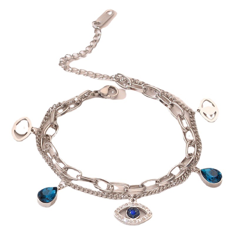 Pulsera de ojo de diablo de acero de titanio transfronteriza europea y americana simple no desvanecimiento chapado en oro moda simple pulsera de acero de titanio joyería