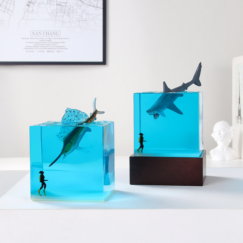  new creative ocean diver shark dolphin resin night light ornaments handmade household resin crafts