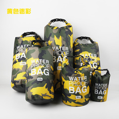 Cross-border hot selling camouflage rafting waterproof bag single shoulder double shoulder waterproof bucket bag polyester lightweight rafting bag in large quantities