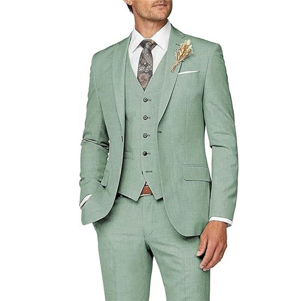 Nuevo traje de hombre conjunto de tres piezas casuales de negocios banquete de baile delgado traje de boda vestido de playa