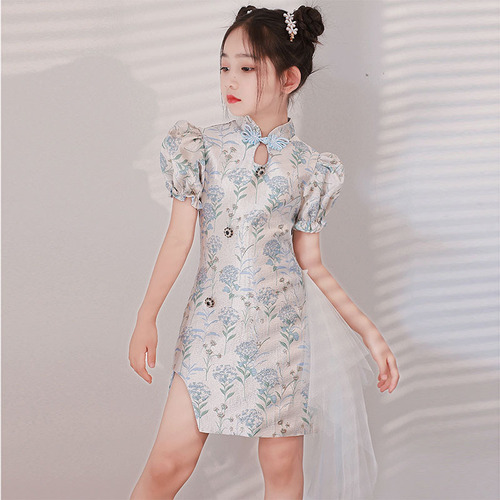 Chinese dress jazz model show cheongsam qipao for baby children catwalk models runway fashion show costume dress