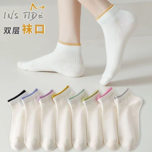 Socks Women's Cotton Socks Spring and Summer Shallow Mouth Cute College Short Socks Spring and Autumn Internet Red White Boat Socks
