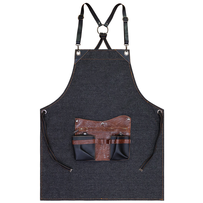 Transfronterizo Amazon delantal vaquero bolsa de herramientas desmontable barbería ropa de trabajo delantal al por mayor personalizado