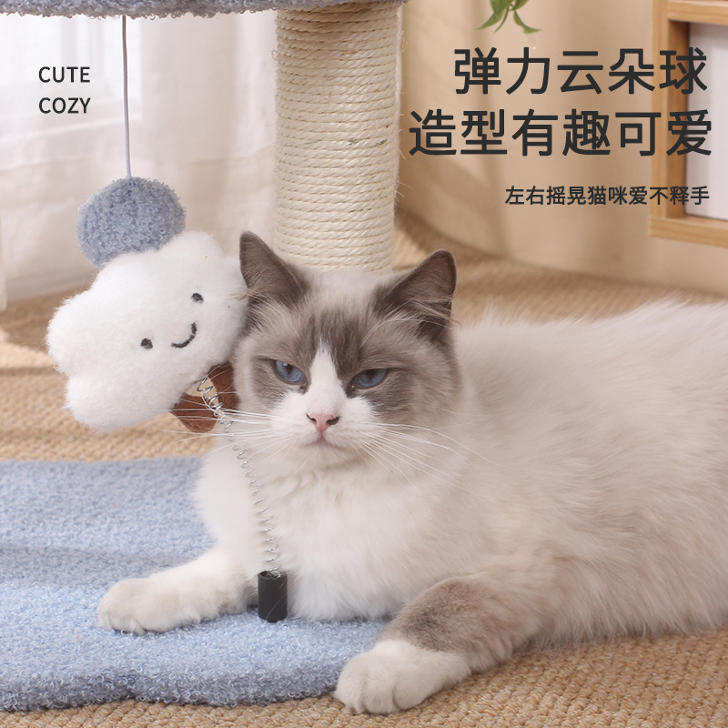 Marco de escalada para gatos con orejas de conejo, dos capas de nido para gatos, columna de agarre para gatos de sisal integrada, juguetes para trepar, suministros para mascotas al por mayor