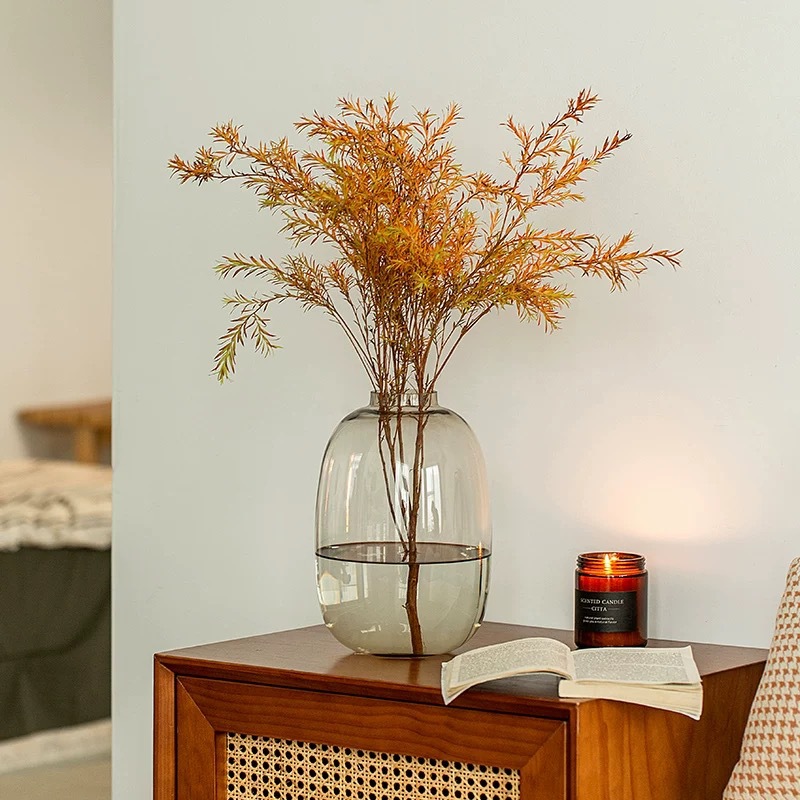 Jarrón de vidrio de pie, jarrón especial de gran capacidad para Aronia, adecuado para sala de estar, para arreglos florales, jarrón colgante transparente para cultivo acuático, hecho a mano.