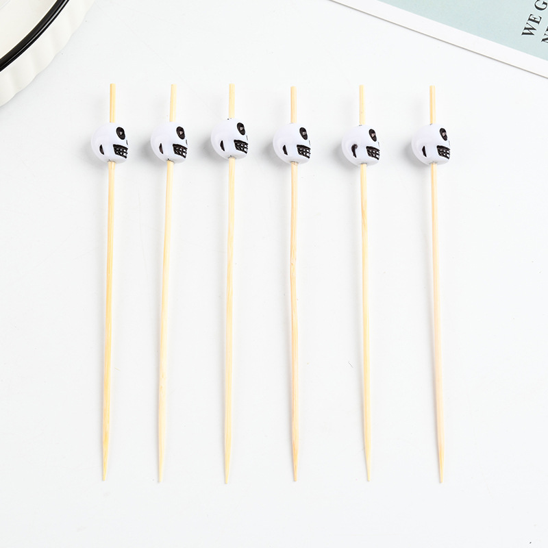 Ficha de frutas de Halloween calavera tema decoración de restaurante flor ficha de bambú 12cm al por mayor creativa pesca de frutas