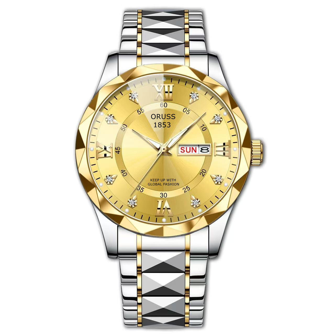 Gold belt between polygons [gold circle] excellent gold surface men's style