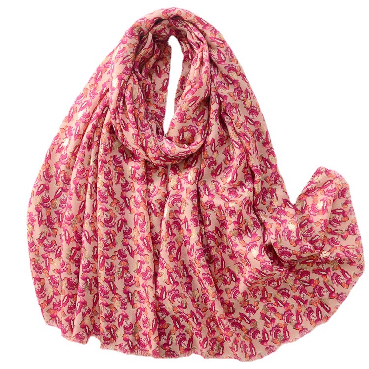 Comercio exterior nuevo bronceado flor tambor impresión algodón y lino sensación bufanda otoño e invierno cálido chal moda suave satén bufanda de algodón
