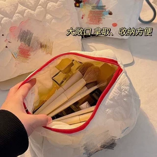 可定制含棉可爱俏皮刺绣大容量收纳包内衣、护肤品、化妆品三合一
