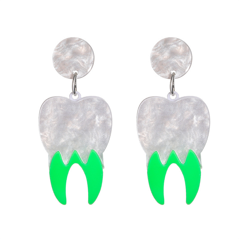 Cross-border horror fangya Halloween pendientes personalidad de la moda de acrílico pata bruja fantasma espárragos pendientes