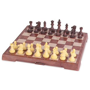 Aia Ub Wood Grain Plastic Chess Magnetic Chess Pieces Portable Foldableing Chess Board Puzzle Competition Training Chess