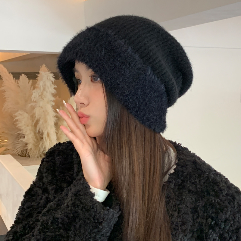 冬季帽子女加绒加厚针织帽大头围显脸小毛线帽户外时尚百搭堆堆帽|undefined