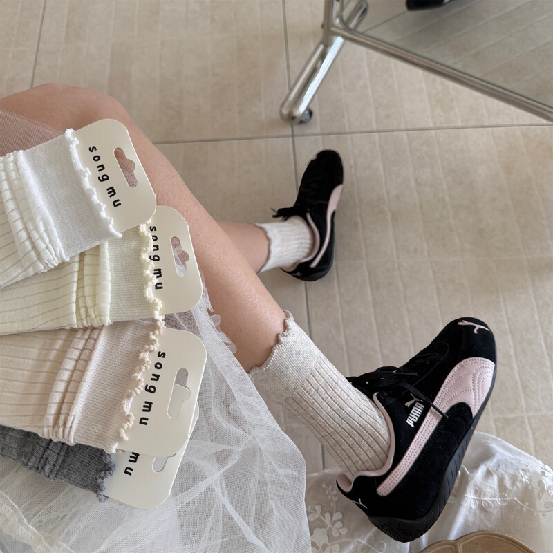 Spring and Summer New Style Ruffled Vertical Striped Slouch Socks Breathable Cool Princess Style Sweet Cute Mid-Calf Socks Wholesale Spring and Summer New Style Ruffled Vertical Striped Slouch Socks Breathable Cool Princess Style Sweet Cute Mid-Calf Socks Wholesale