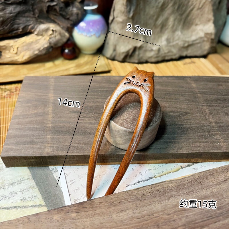 新中式金丝檀发簪木制品雕刻簪子汉服头饰古风挽发木簪高级盘发钗|undefined