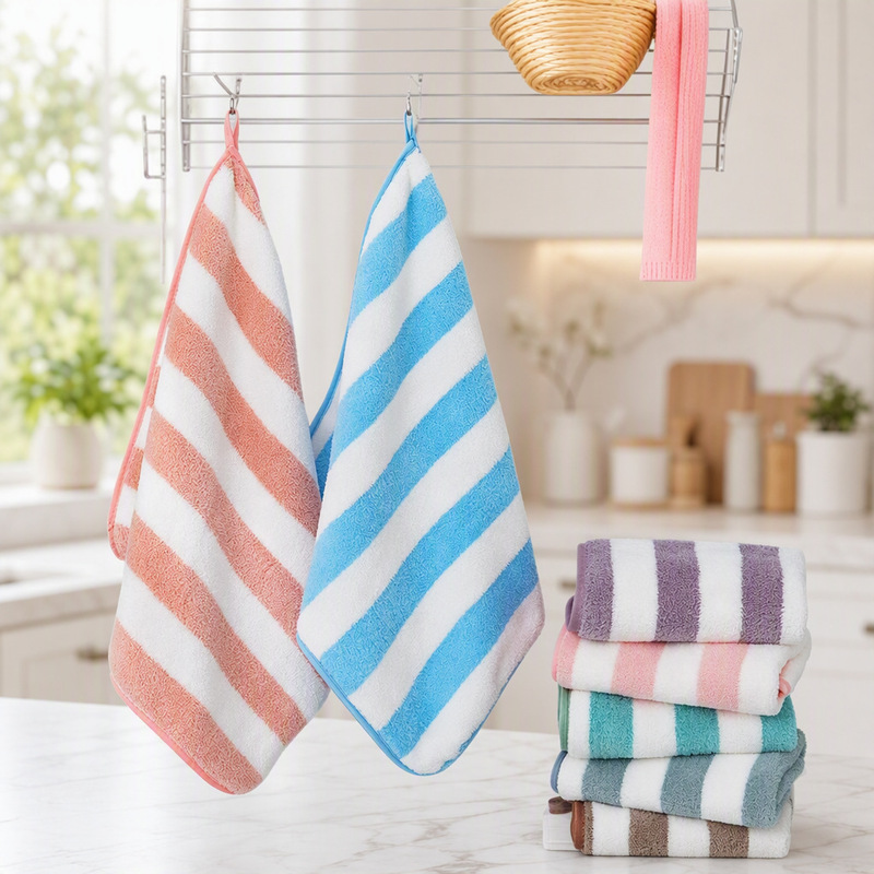 Coral Velvet Wide Square Towel Soft Thickened Hanging Hand Towel Kitchen Household Soft Absorbent Small Towel