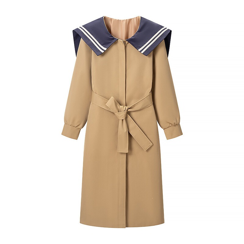 Z Brand Fashion Wholesale Cross-Border Spring Trench Coat with Navy Collar, European and American Style, Elegant Women's Long-Sleeve Jacket Za Z Brand Fashion Wholesale Cross-Border Spring Trench Coat with Navy Collar, European and American Style, Elegant Women's Long-Sleeve Jacket Za