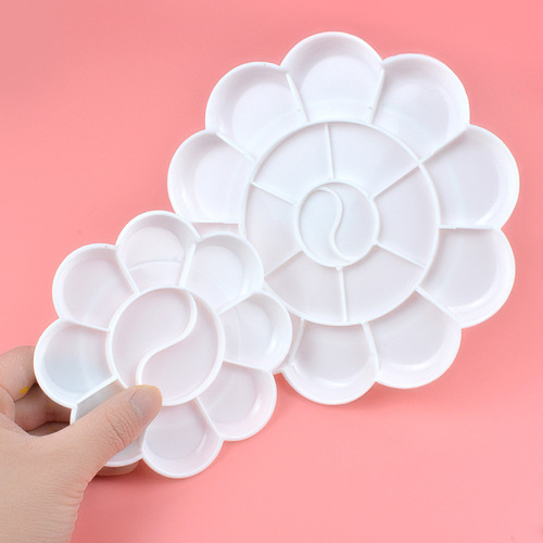 Thickened 13 cm plum blossom plate plastic transparent palette small plum blossom palette children's paint palette