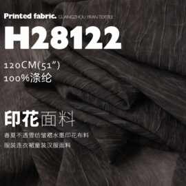 春夏仙气雪纺皱褶水墨印花布料服装连衣裙童装汉服面料H28122