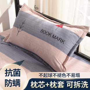 Pillow 48X74Cm Pillow Core, Neck Protector to Help Sleep, a Pair of Household Adult Single and Double with Pillowcases, Student Gangyi