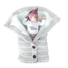 亚马逊秋冬婴儿推车睡袋户外宝宝针织睡袋毛线加绒加厚抱被跨境