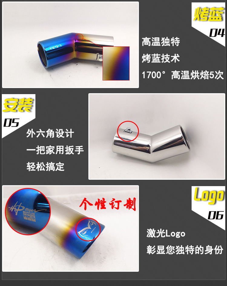 Suitable for Volkswagen Bora Passat Golf 4 Suzuki huslter stainless steel car exhaust pipe tail throat