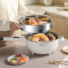 微压电热锅多功能电炒锅一体不粘锅家用炒菜不锈钢无涂层电蒸锅