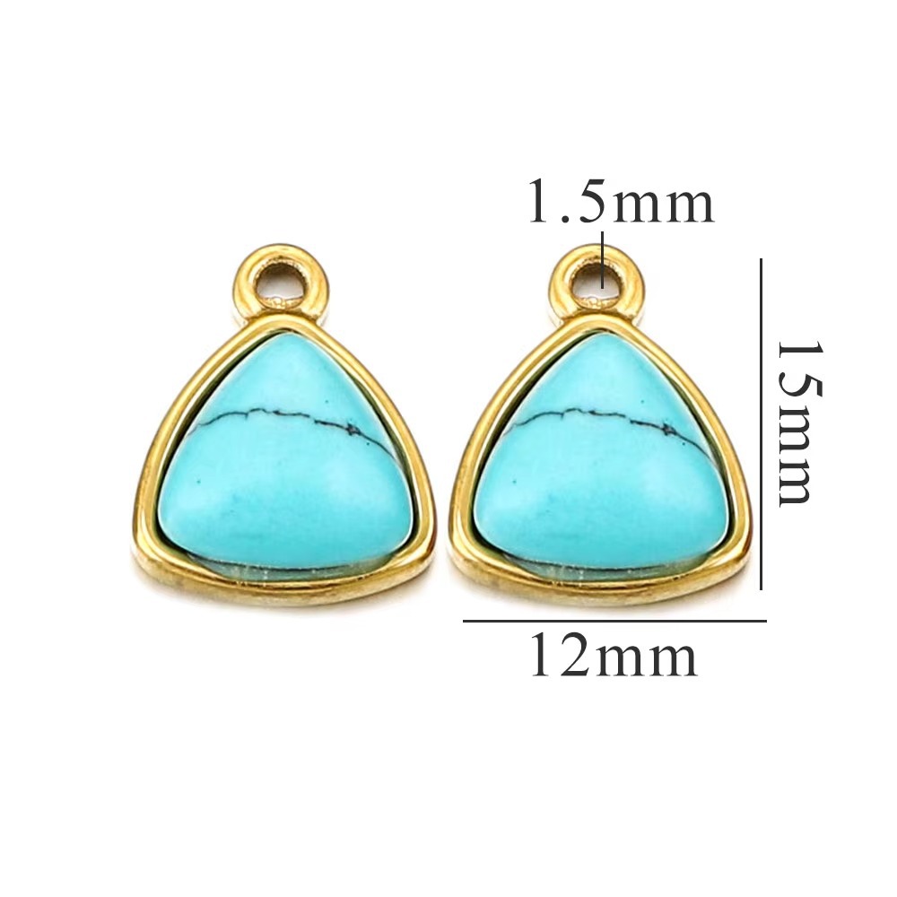 Triangle Pattern All Seasons Season 1 Piece Hole 1~1.9mm 304 Stainless Steel Natural Stone Triangle Pendant
