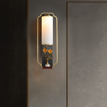 新中式壁灯中国风客厅卧室走廊楼梯灯简约床头灯电视背景墙全铜灯