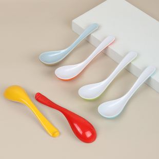 A8 Melamine Two-color Spoon Plastic Soup Spoon Hotel Commercial Long-handle Spoon Malatang Ramen Spoon Imitation Porcelain Tableware Spoon