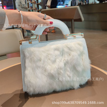 真皮手提包女包气质新款秋冬时尚百搭真兔毛单肩皮草大容量斜挎包