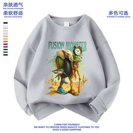 男童卫衣欧美跨境外国山海经衣服木棍人鲨鱼卡通春秋款中大童上衣