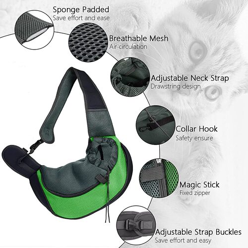 Pet outing shoulder bag, cat and dog travel convenient crossbody bag, adjustable handbag, breathable cotton pet backpack