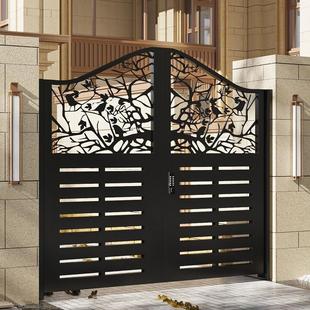 Iron Courtyard Gate Aluminum Alloy Garden Gate European Style Villa Yard Aluminum Alloy Laser Engraving Country Fence Gate