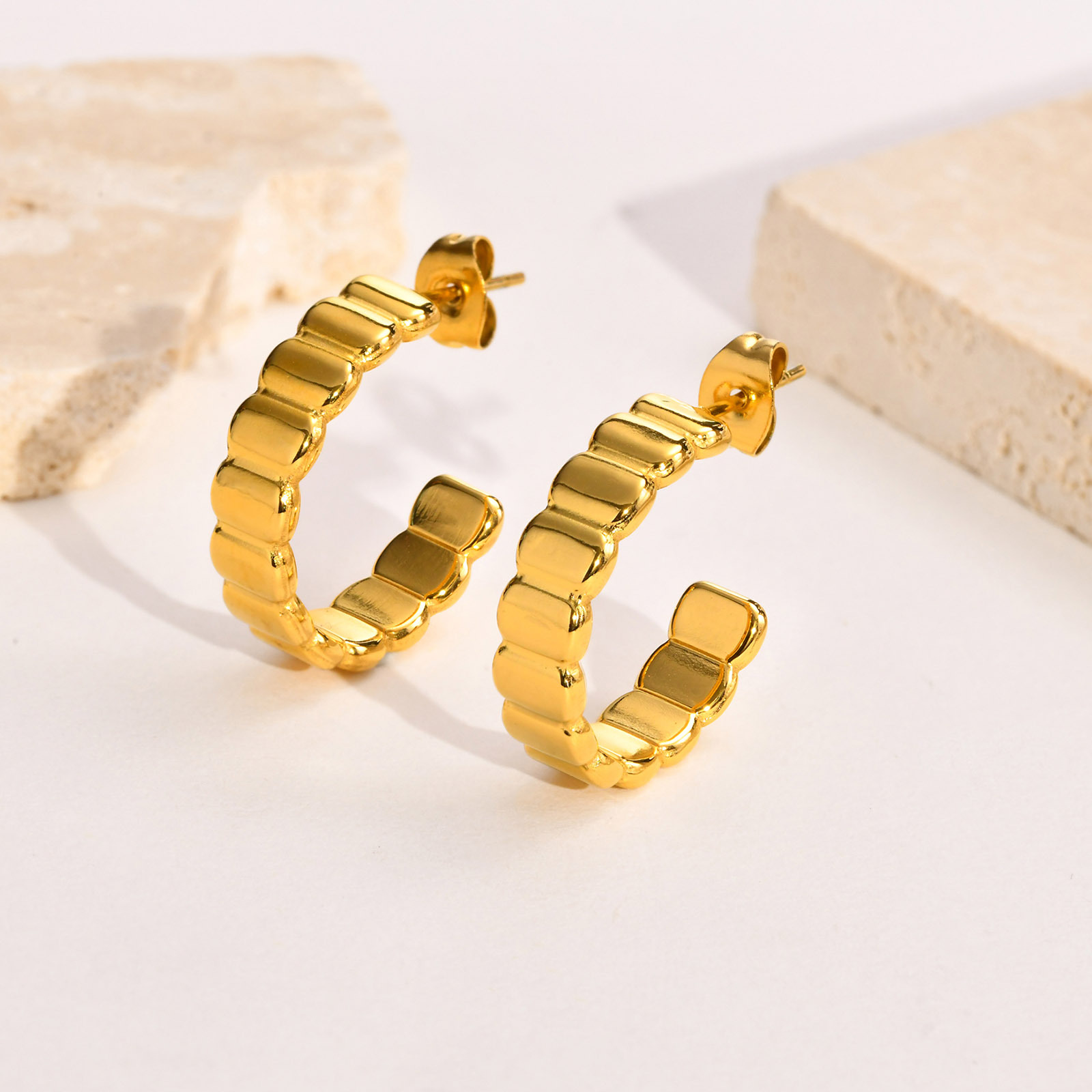 Earrings Event & Party Supplies PVD Coated Gold Plating Process Fashion C Shape Plating 201 Stainless Steel Stainless Steel Earrings