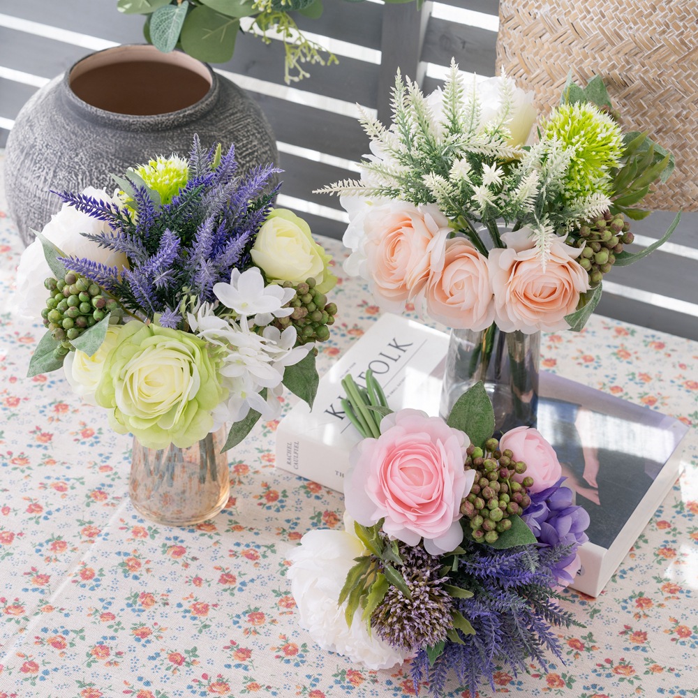 廠家陸蓮新娘手捧仿真花家居裝飾婚慶手捧花路引花牆假花DY1-2320