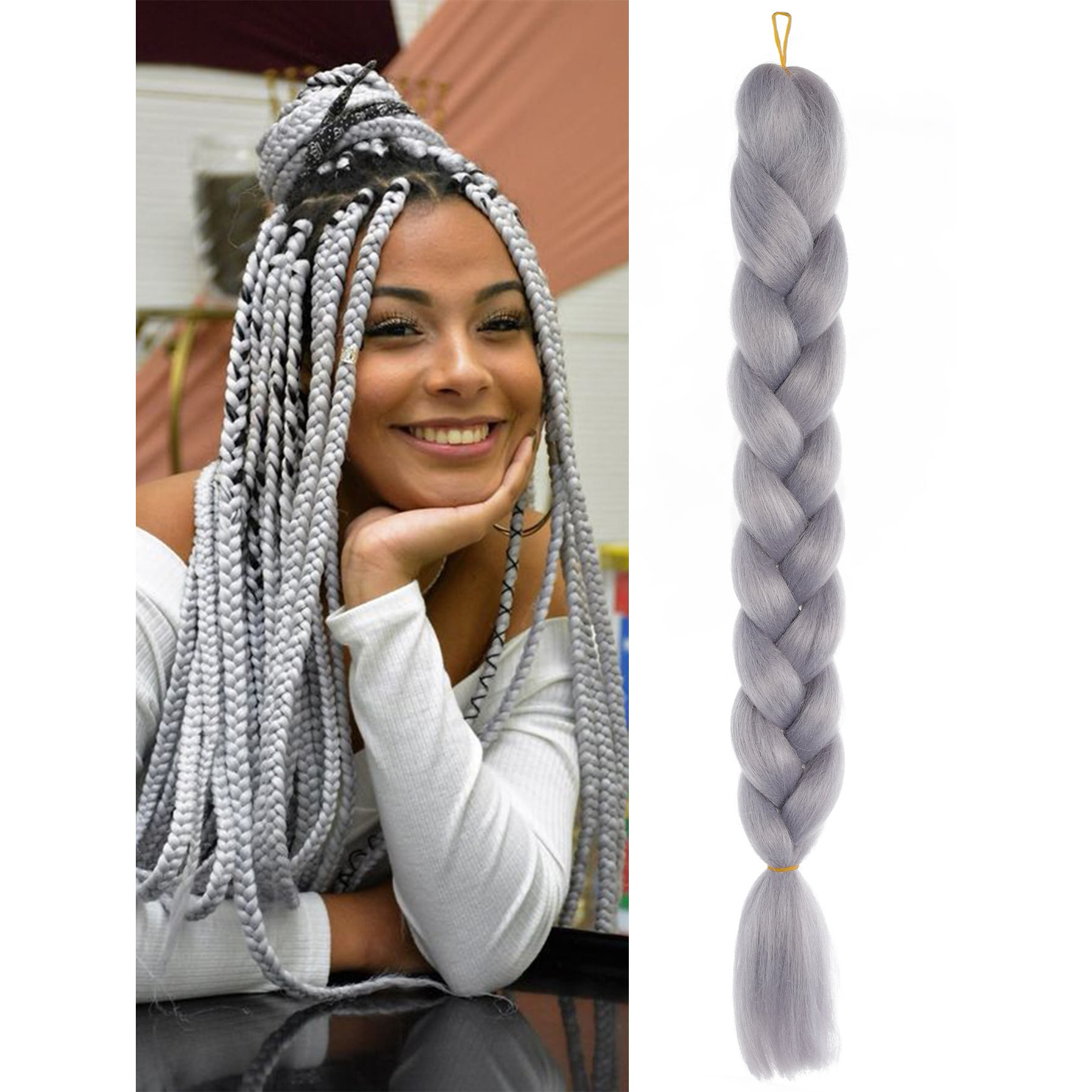 Peruca de comercio exterior gran trenza color gradiente africano gran trenza fibra química de alta temperatura seda trenza pelucina trenzada extensión de pelo