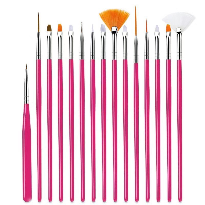 Juego de Pinceles para Manicura y Fototerapia de Acrílico Multifuncionales con Mango Largo