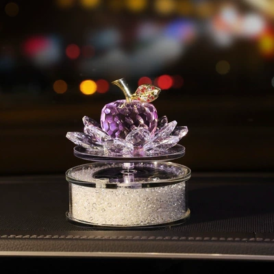 Solar-powered rotating crystal apple car-mounted Perfplant seat - choose-pink-apple-get-a-free-perfume