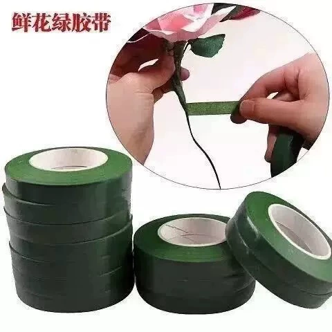 Ручная работа цветочная резинка DIY зеленая лента, бумажный цветок, бумажный цветок, блестящий цветок, клей, ткань, имитация растения, оплетенный цветочный стебель, лента из бумаги